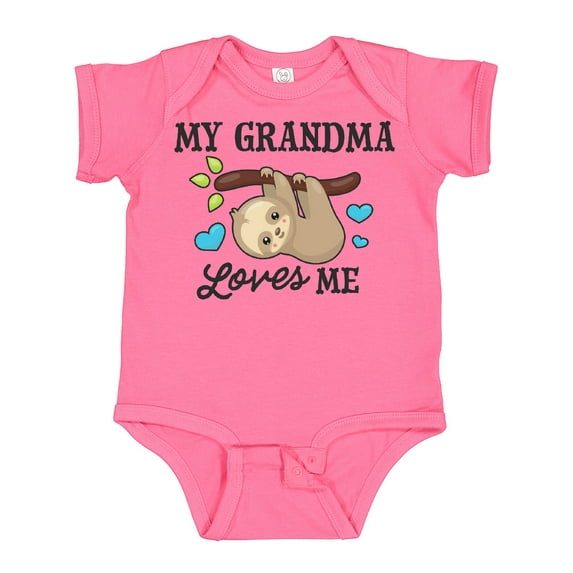 Inktastic My Grandma Loves Me with Sloth and Hearts Boys or Girls Baby Bodysuit