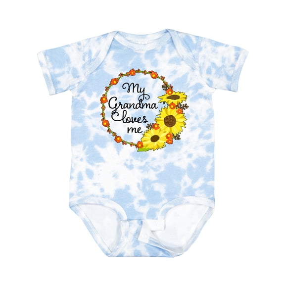 Inktastic My Grandma Loves Me with Sunflower Wreath Boys or Girls Baby Bodysuit
