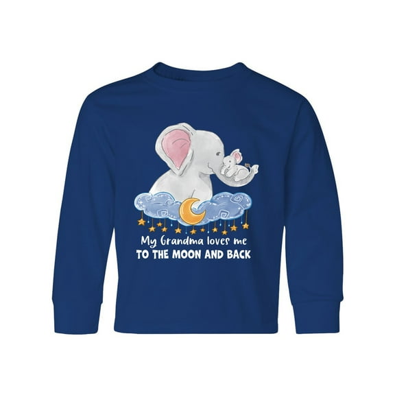 Inktastic My Grandma Loves me to the Moon and Back Elephant Family Long Sleeve Youth T-Shirt