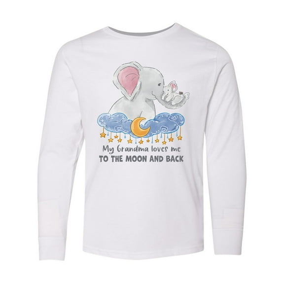 Inktastic My Grandma Loves me to the Moon and Back Elephant Family Long Sleeve Youth T-Shirt