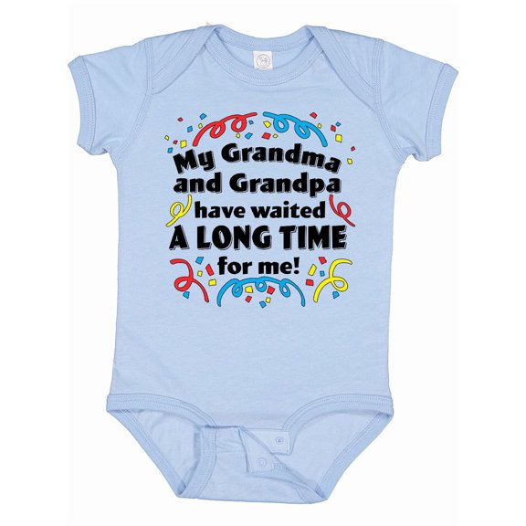 Inktastic My Grandma and Grandpa Have Waited a Long Time for Me Boys or Girls Baby Bodysuit