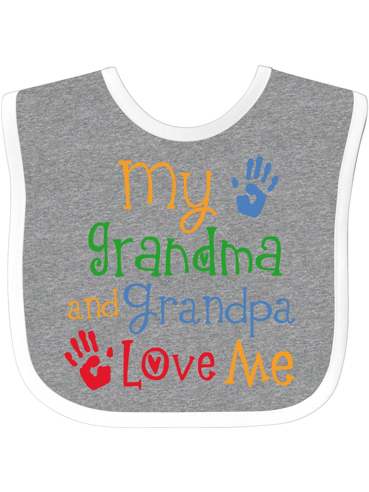 Inktastic 'Grandma And Grandpa Love Me' Baby Bib - Blue Helicopter & Bear Design For Boys