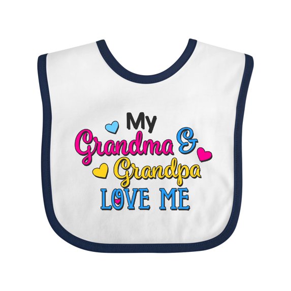 Inktastic My Grandma and Grandpa Love Me with Hearts Boys or Girls Baby Bib