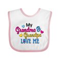 thumbnail image 1 of Inktastic My Grandma and Grandpa Love Me with Hearts Boys or Girls Baby Bib, 1 of 4