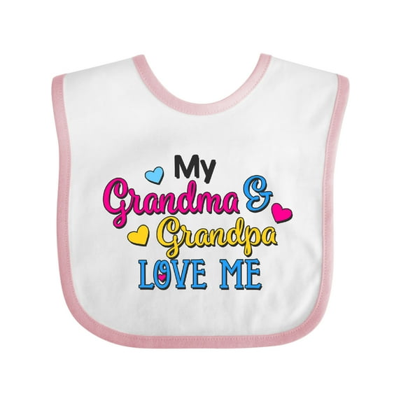 Inktastic My Grandma and Grandpa Love Me with Hearts Boys or Girls Baby Bib