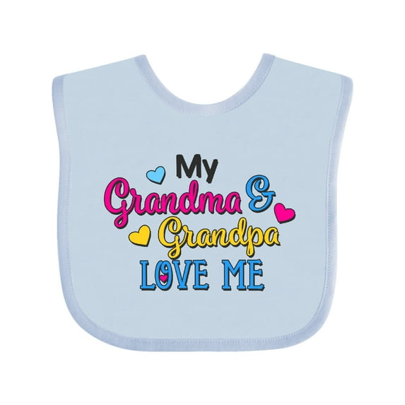 Inktastic My Grandma and Grandpa Love Me with Hearts Boys or Girls Baby Bib