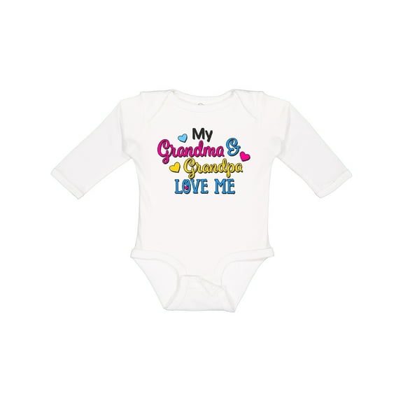 Inktastic My Grandma and Grandpa Love Me with Hearts Boys or Girls Long Sleeve Baby Bodysuit