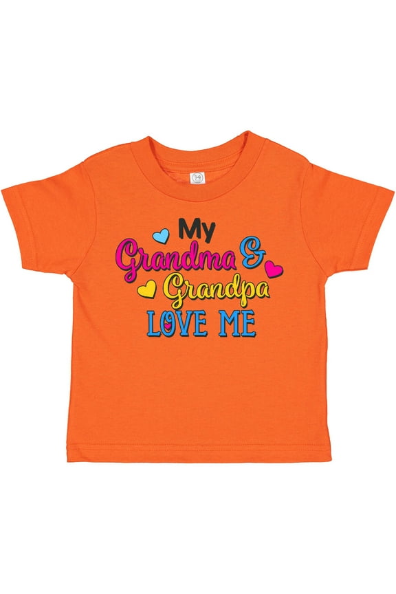 My Grandma and Grandpa Love Me with Hearts Boys or Girls Toddler T-Shirt