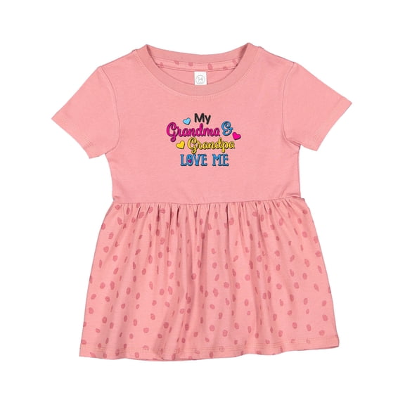 Inktastic My Grandma and Grandpa Love Me with Hearts Girls Baby Dress