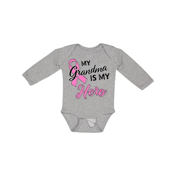 Inktastic My Grandma is My Hero Breast Cancer Awareness Boys or Girls Long Sleeve Baby Bodysuit