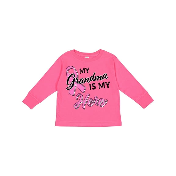 Inktastic My Grandma is My Hero Breast Cancer Awareness Boys or Girls Long Sleeve Toddler T-Shirt