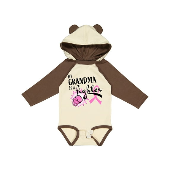 Inktastic My Grandma is a Fighter Breast Cancer Awareness Boys or Girls Long Sleeve Baby Bodysuit