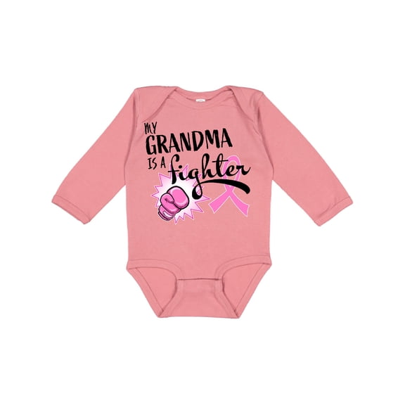 Inktastic My Grandma is a Fighter Breast Cancer Awareness Boys or Girls Long Sleeve Baby Bodysuit