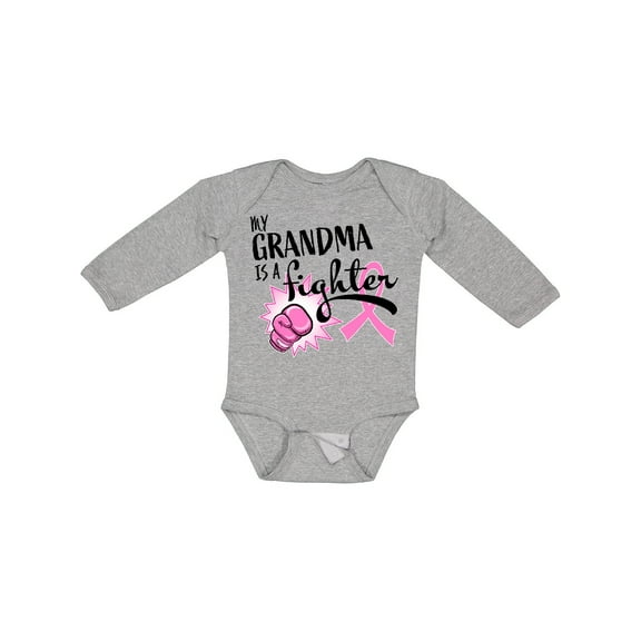 Inktastic My Grandma is a Fighter Breast Cancer Awareness Boys or Girls Long Sleeve Baby Bodysuit