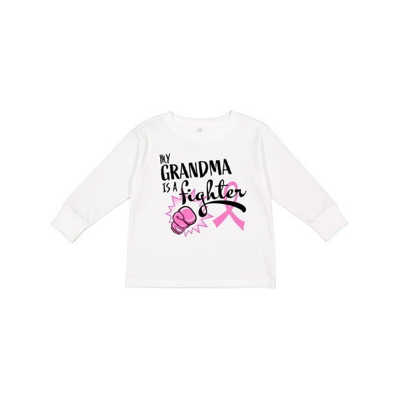 Inktastic My Grandma is a Fighter Breast Cancer Awareness Boys or Girls Long Sleeve Toddler T-Shirt