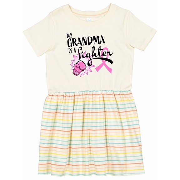 Inktastic My Grandma is a Fighter Breast Cancer Awareness Girls Toddler Dress