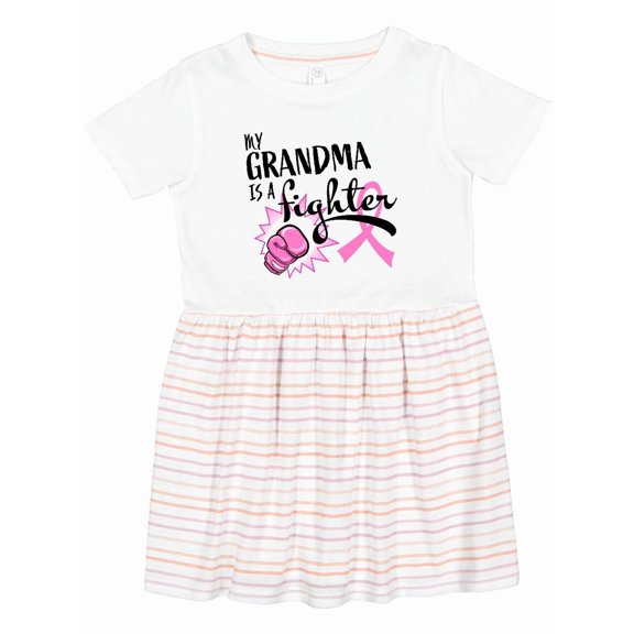 Inktastic My Grandma is a Fighter Breast Cancer Awareness Girls Toddler Dress
