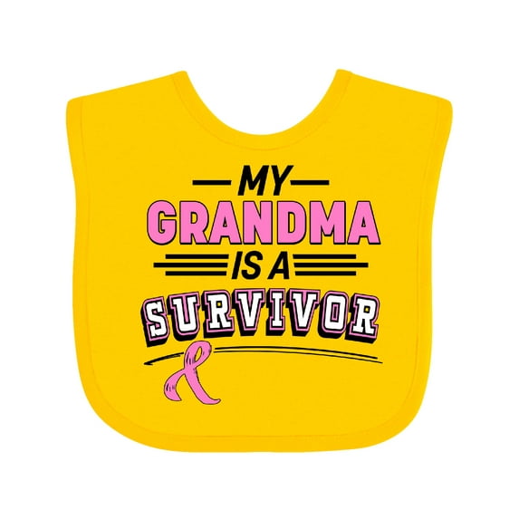 Inktastic My Grandma is a Survivor Breast Cancer Awareness Boys or Girls Baby Bib