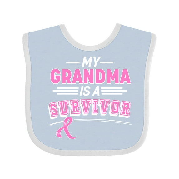 Inktastic My Grandma is a Survivor Breast Cancer Awareness Boys or Girls Baby Bib