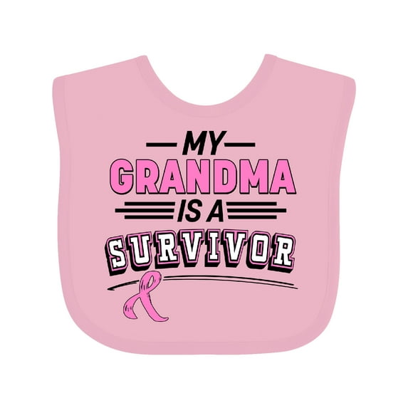 Inktastic My Grandma is a Survivor Breast Cancer Awareness Boys or Girls Baby Bib