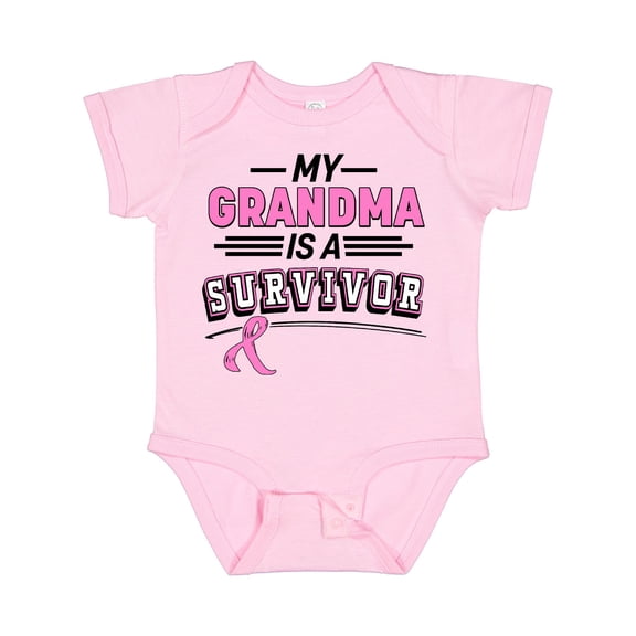 Inktastic My Grandma is a Survivor Breast Cancer Awareness Boys or Girls Baby Bodysuit