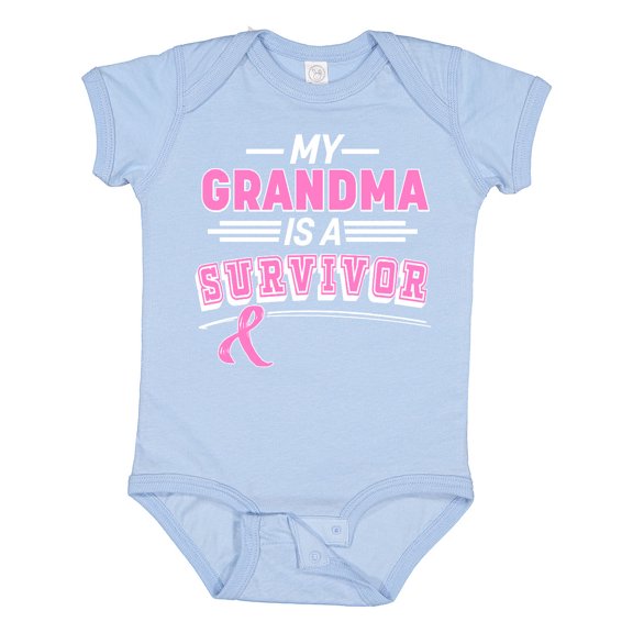 Inktastic My Grandma is a Survivor Breast Cancer Awareness Boys or Girls Baby Bodysuit