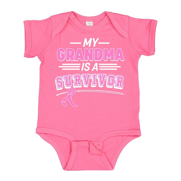 Inktastic My Grandma is a Survivor Breast Cancer Awareness Boys or Girls Baby Bodysuit