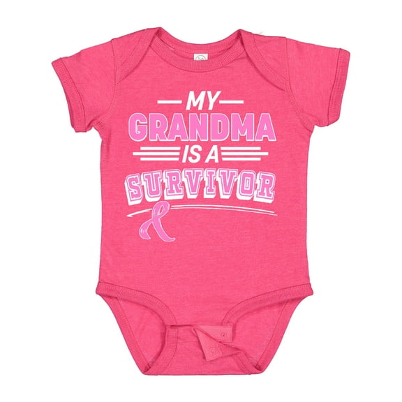 Inktastic My Grandma is a Survivor Breast Cancer Awareness Boys or Girls Baby Bodysuit