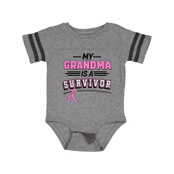 Inktastic My Grandma is a Survivor Breast Cancer Awareness Boys or Girls Baby Bodysuit