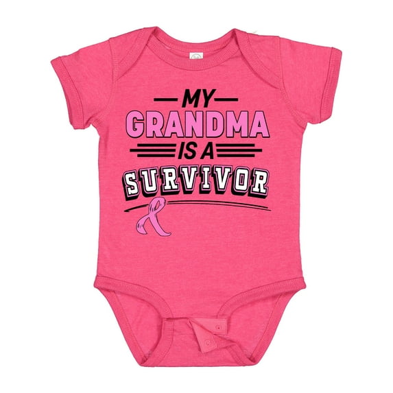 Inktastic My Grandma is a Survivor Breast Cancer Awareness Boys or Girls Baby Bodysuit