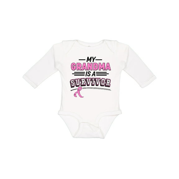 Inktastic My Grandma is a Survivor Breast Cancer Awareness Boys or Girls Long Sleeve Baby Bodysuit