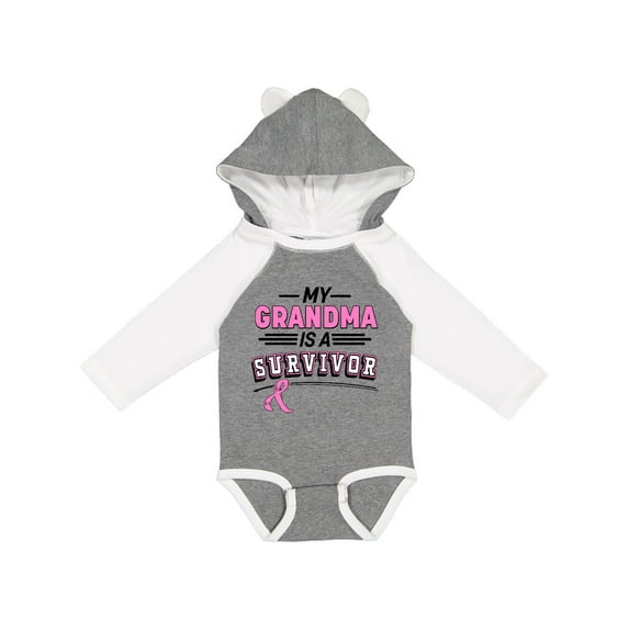 Inktastic My Grandma is a Survivor Breast Cancer Awareness Boys or Girls Long Sleeve Baby Bodysuit