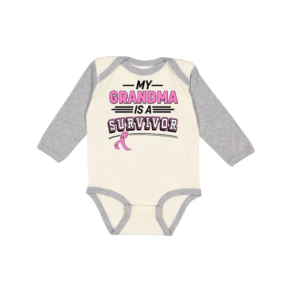 Inktastic My Grandma is a Survivor Breast Cancer Awareness Boys or Girls Long Sleeve Baby Bodysuit