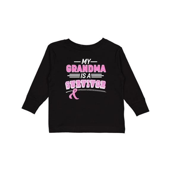 Inktastic My Grandma is a Survivor Breast Cancer Awareness Boys or Girls Long Sleeve Toddler T-Shirt