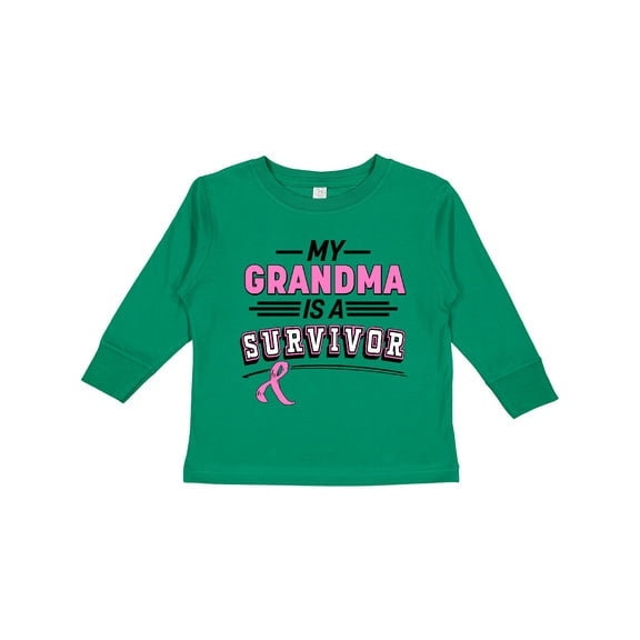 Inktastic My Grandma is a Survivor Breast Cancer Awareness Boys or Girls Long Sleeve Toddler T-Shirt