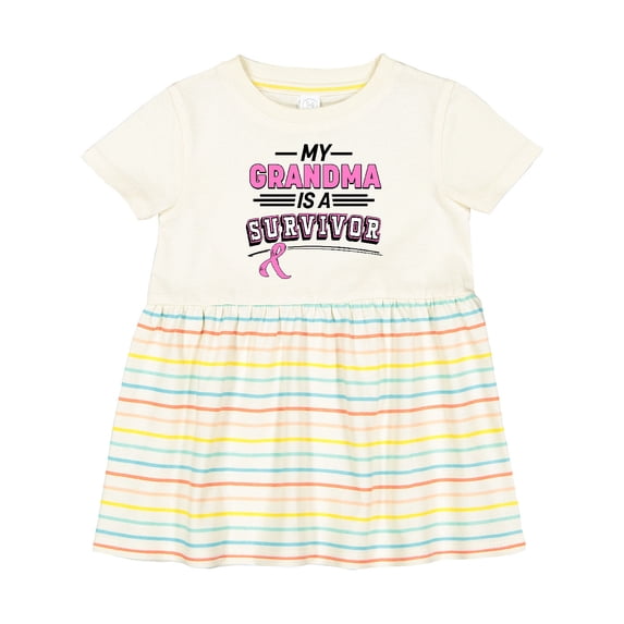 Inktastic My Grandma is a Survivor Breast Cancer Awareness Girls Baby Dress