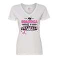 thumbnail image 1 of Inktastic My Grandma is a Survivor Breast Cancer Awareness Women's V-Neck T-Shirt, 1 of 5