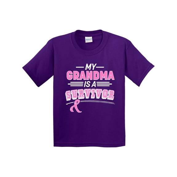 Inktastic My Grandma is a Survivor Breast Cancer Awareness Youth T-Shirt