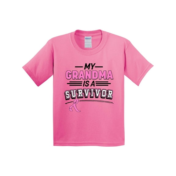 Inktastic My Grandma is a Survivor Breast Cancer Awareness Youth T-Shirt