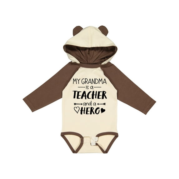 Inktastic My Grandma is a Teacher and a Hero Boys or Girls Long Sleeve Baby Bodysuit