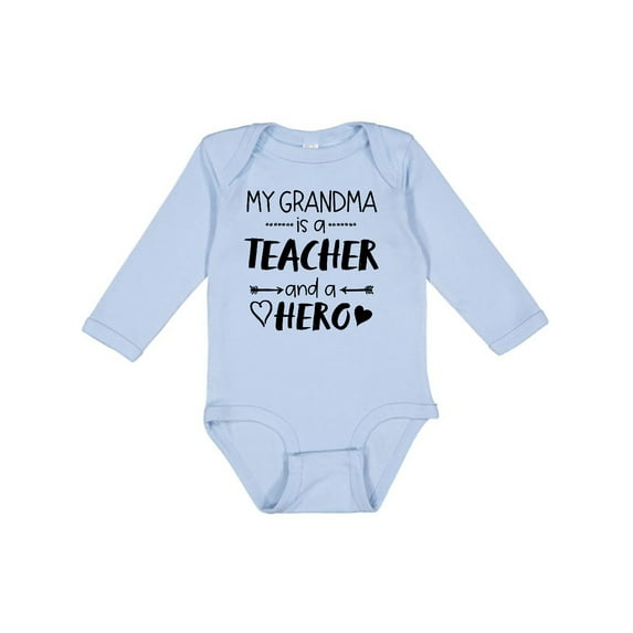 Inktastic My Grandma is a Teacher and a Hero Boys or Girls Long Sleeve Baby Bodysuit