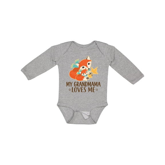 Inktastic My Grandmama Loves Me Woodland Fox Boys or Girls Long Sleeve Baby Bodysuit