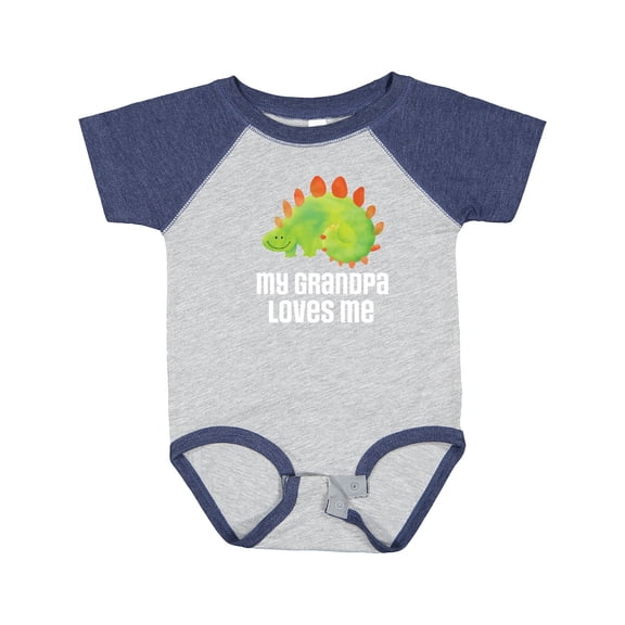 Inktastic My Grandpa Loves Me Boys Grandson Dinosaur Boys Baby Bodysuit