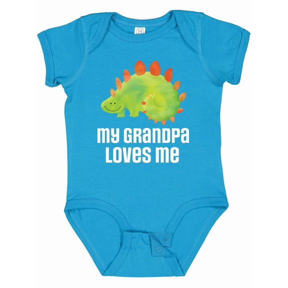 Inktastic My Grandpa Loves Me Boys Grandson Dinosaur Boys Baby Bodysuit