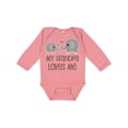 thumbnail image 1 of Inktastic My Grandpa Loves Me Boys or Girls Long Sleeve Baby Bodysuit, 1 of 5