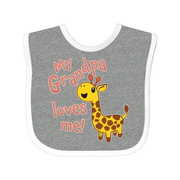Inktastic My Grandpa Loves Me- Cute Giraffe Boys or Girls Baby Bib