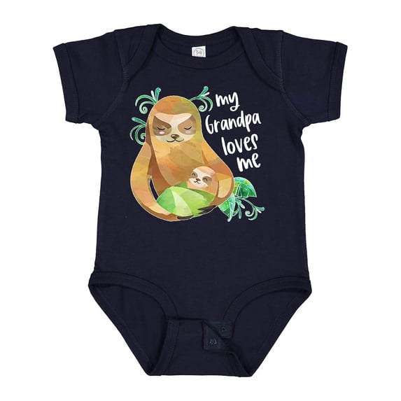 Inktastic My Grandpa Loves Me Cute Sloth and Baby Boys or Girls Baby Bodysuit