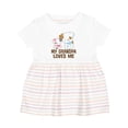 thumbnail image 1 of Inktastic My Grandpa Loves Me Girls Girls Baby Dress, 1 of 5