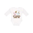 thumbnail image 1 of Inktastic My Grandpa Loves Me Girls Girls Long Sleeve Baby Bodysuit, 1 of 5