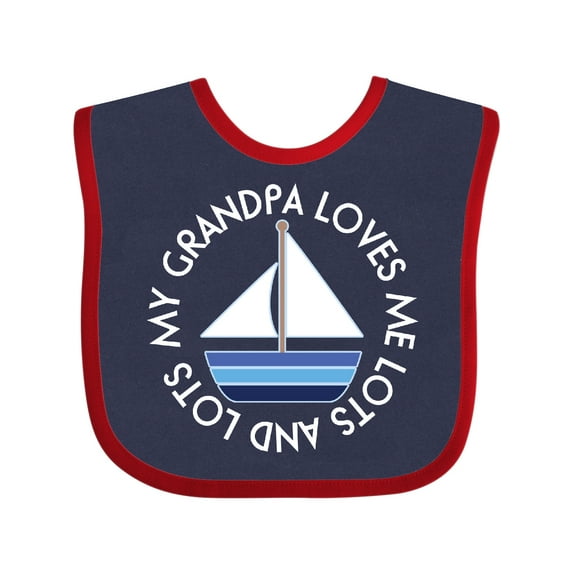 Inktastic My Grandpa Loves Me Grandson Sailboat Boys Baby Bib